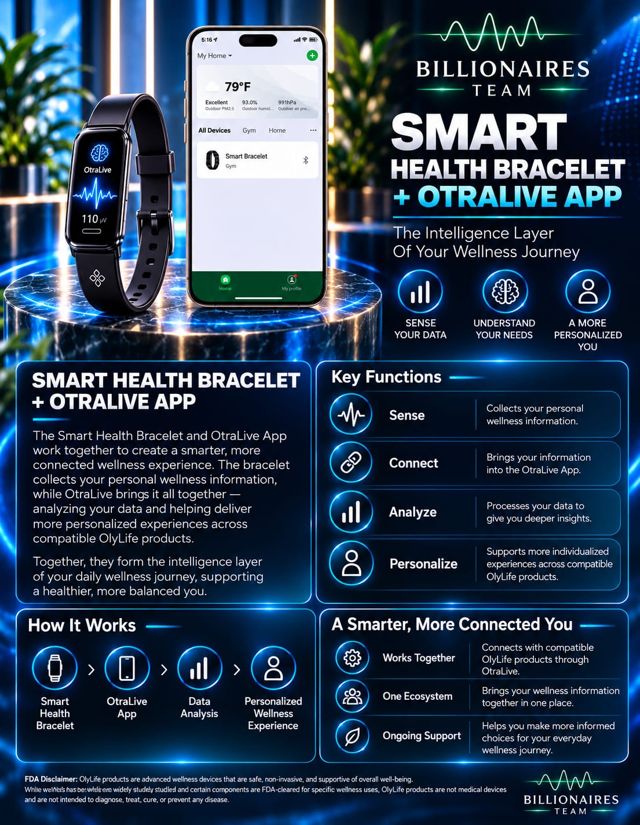 Fiche produit Smart Health Bracelet et application OtraLive
